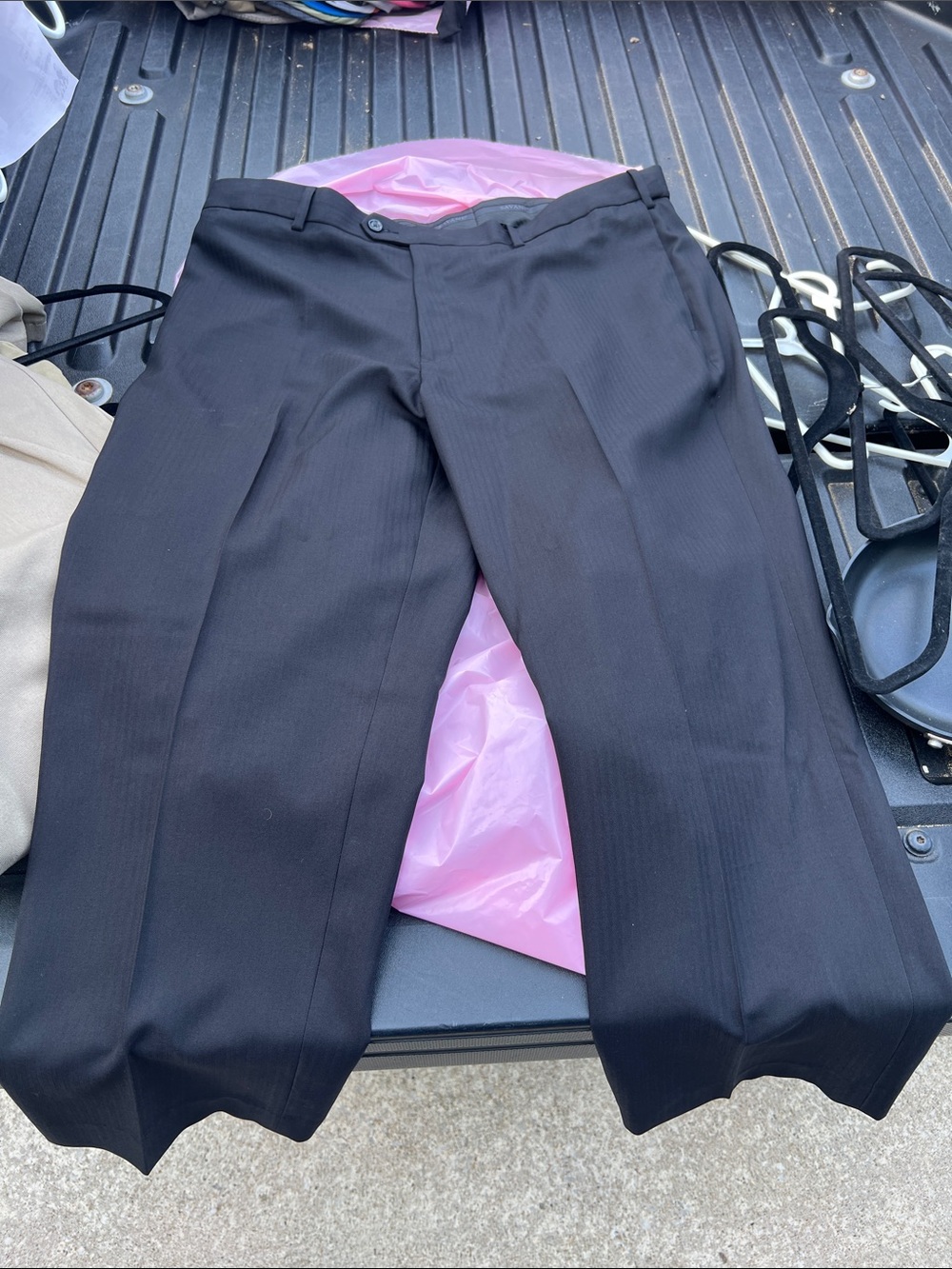 Savane Black Men's Dress Pants - Straight Tailored Fit